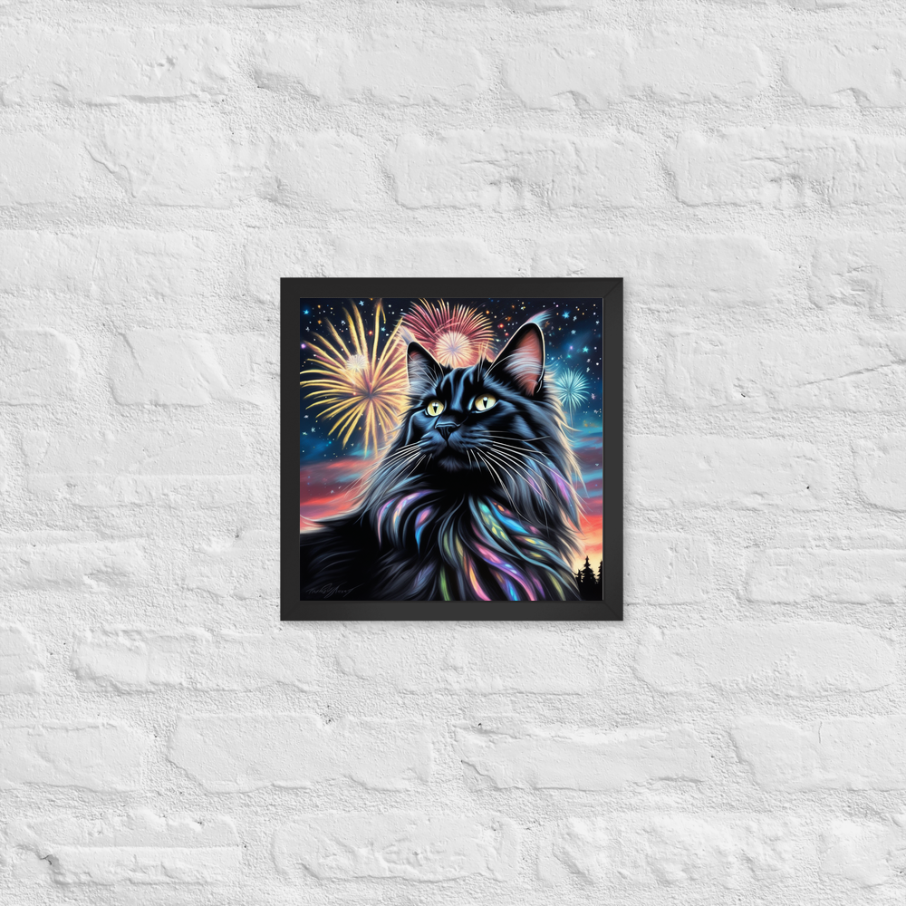 PugMug Custom Black Maine Coon Cat Framed Print