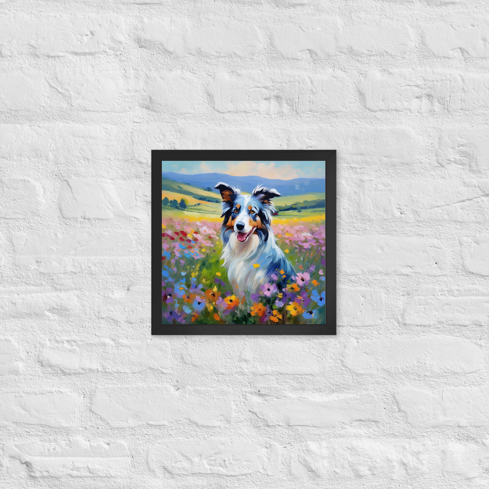 PugMug Custom Blue Merle Border Collie Framed Print