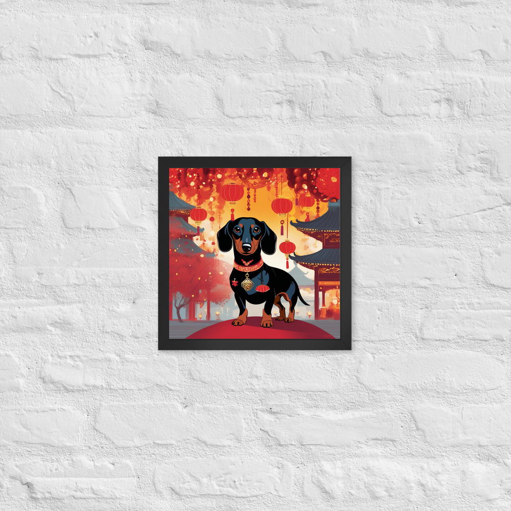 PugMug Custom Black Dachshund Framed Print