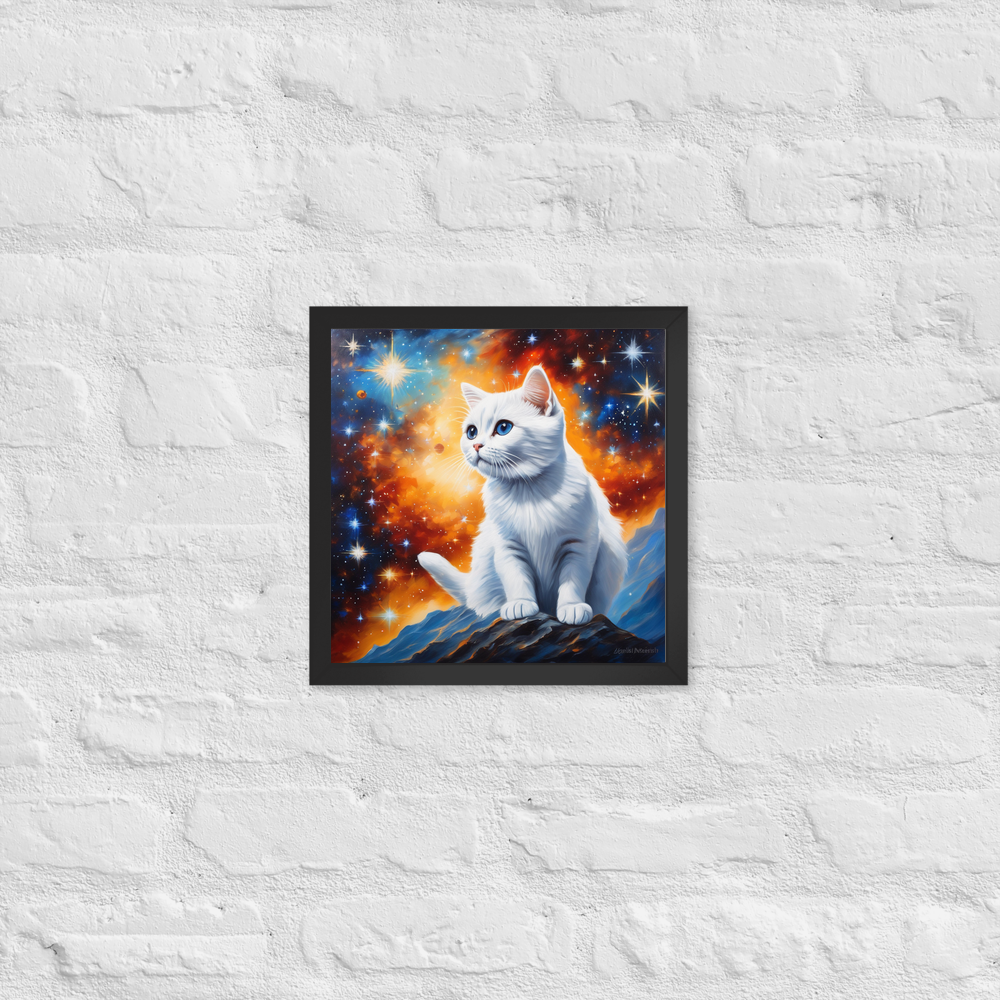 PugMug Custom White British Shorthair Cat Framed Print