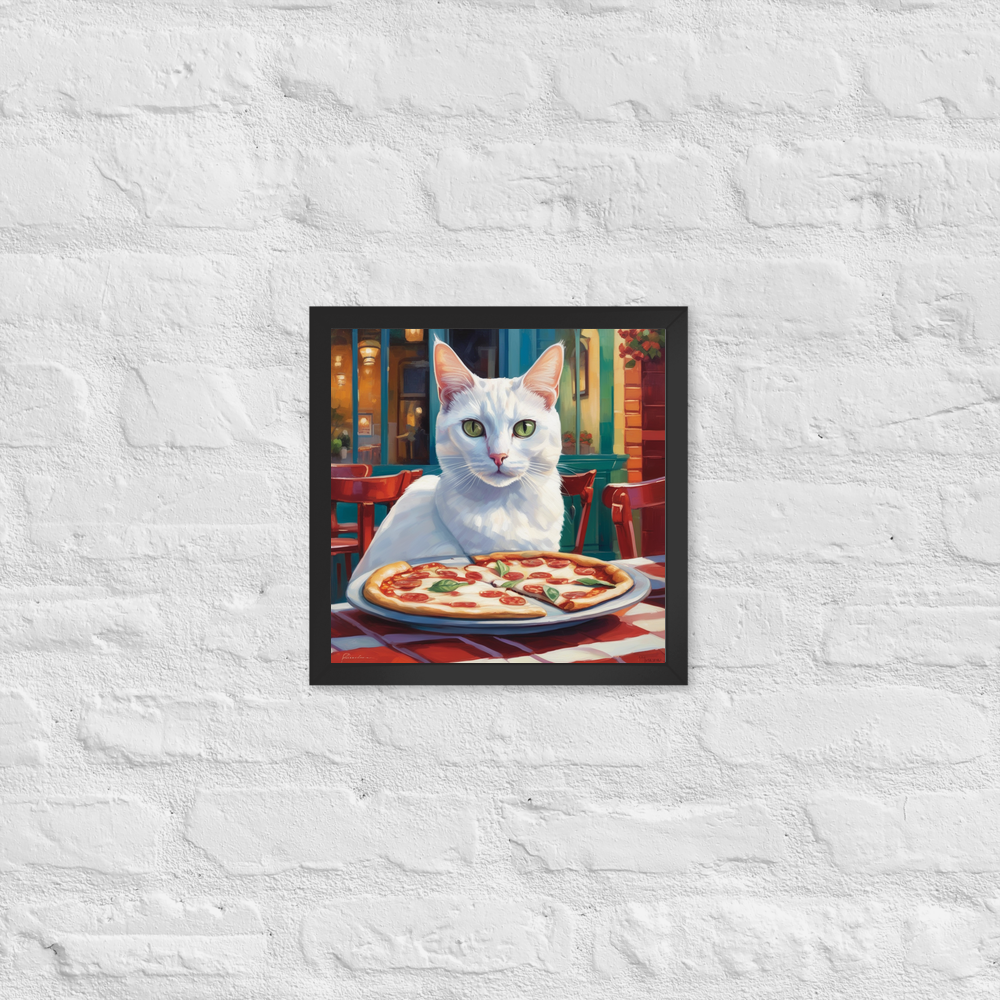 PugMug Custom White Companion Cat Framed Print
