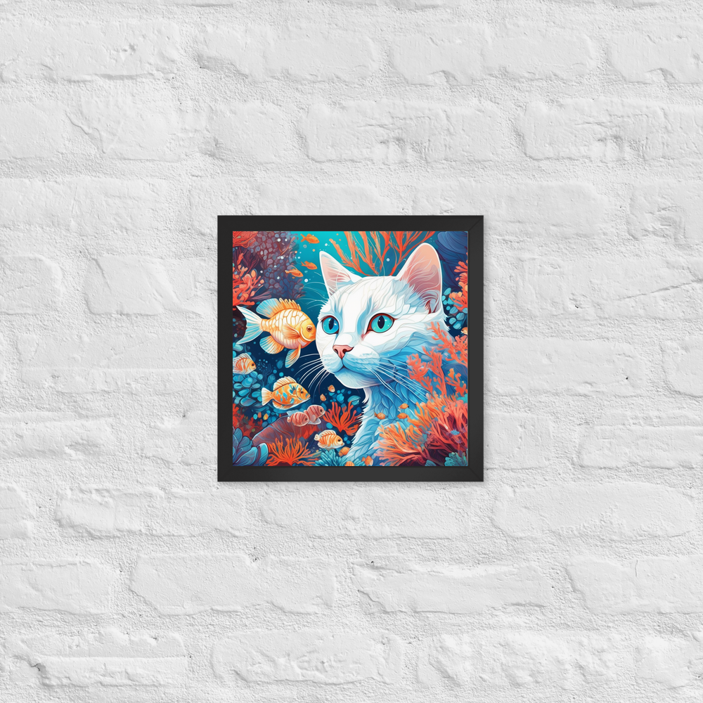 PugMug Custom White Companion Cat Framed Print