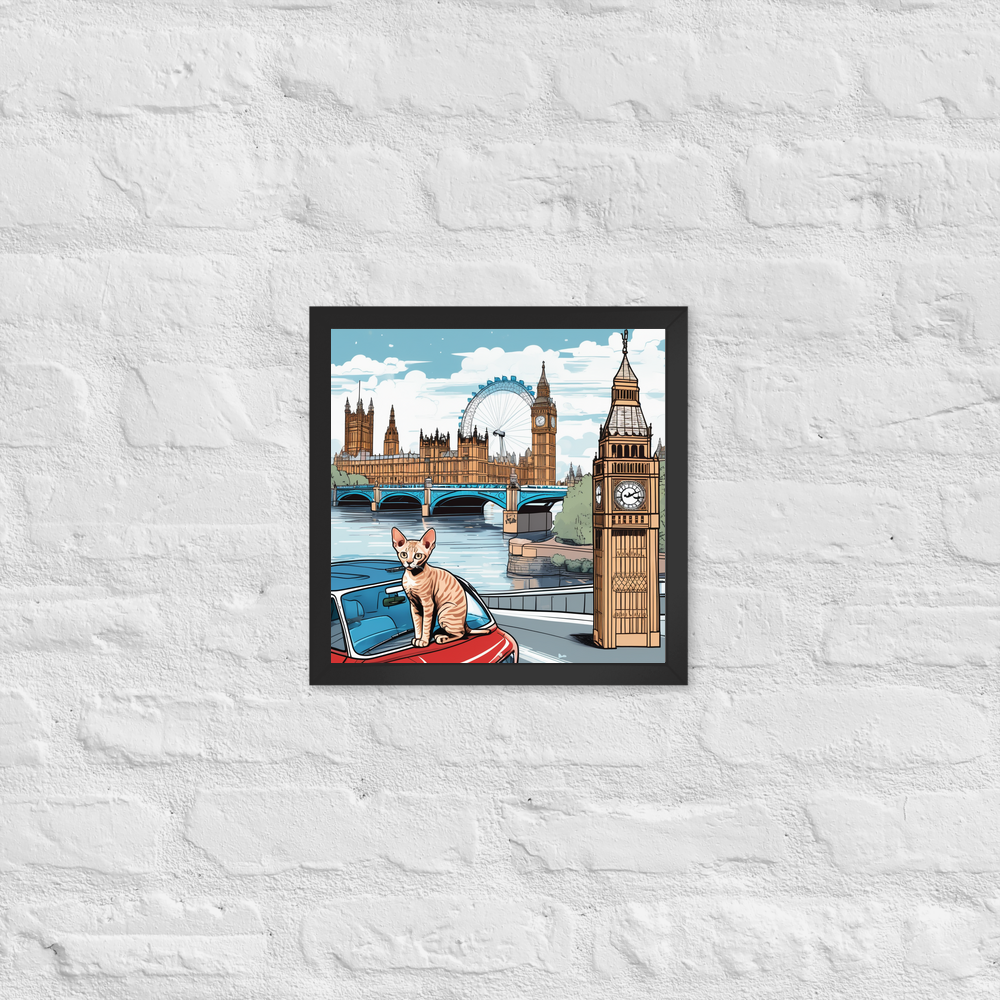 PugMug Custom Tabby Devon Rex Cat Framed Print