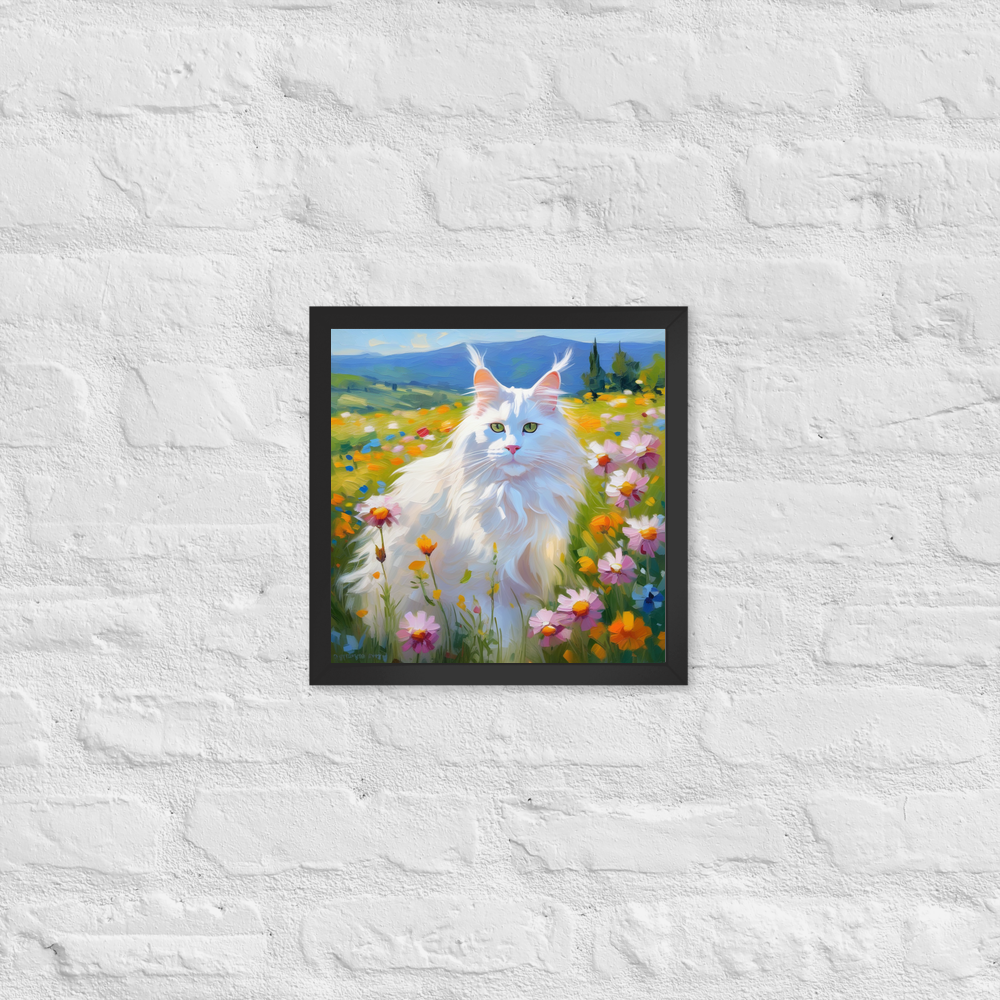 PugMug Custom White Maine Coon Cat Framed Print
