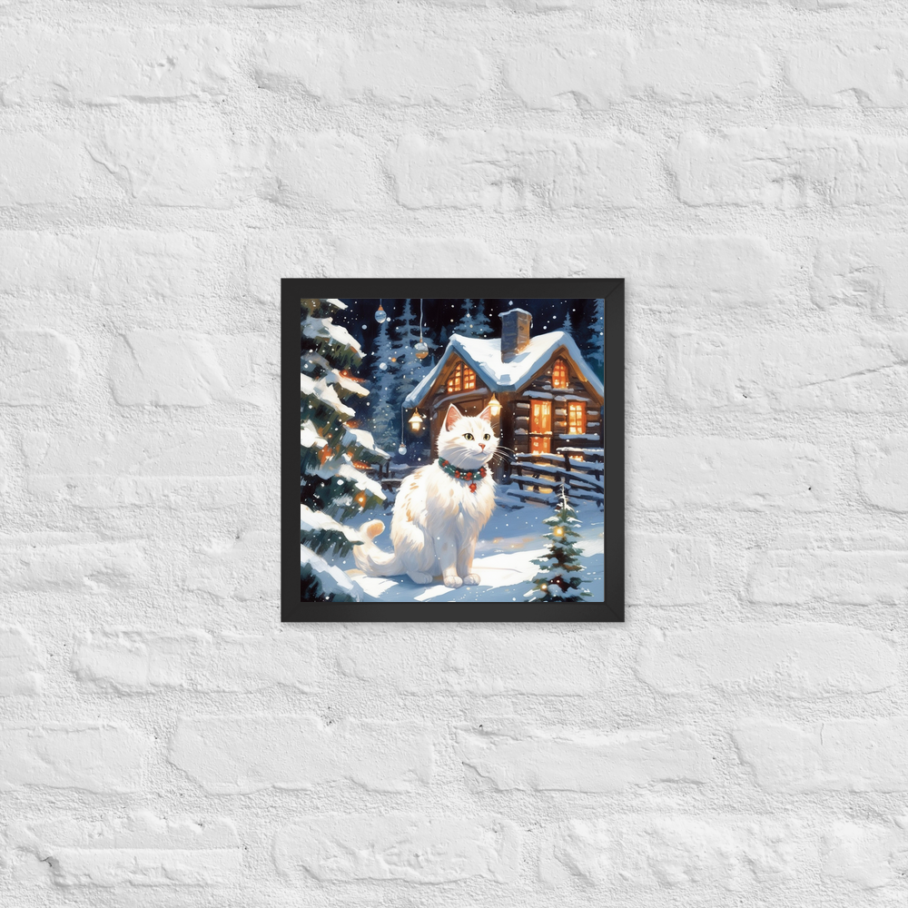 PugMug Custom White Companion Cat Framed Print