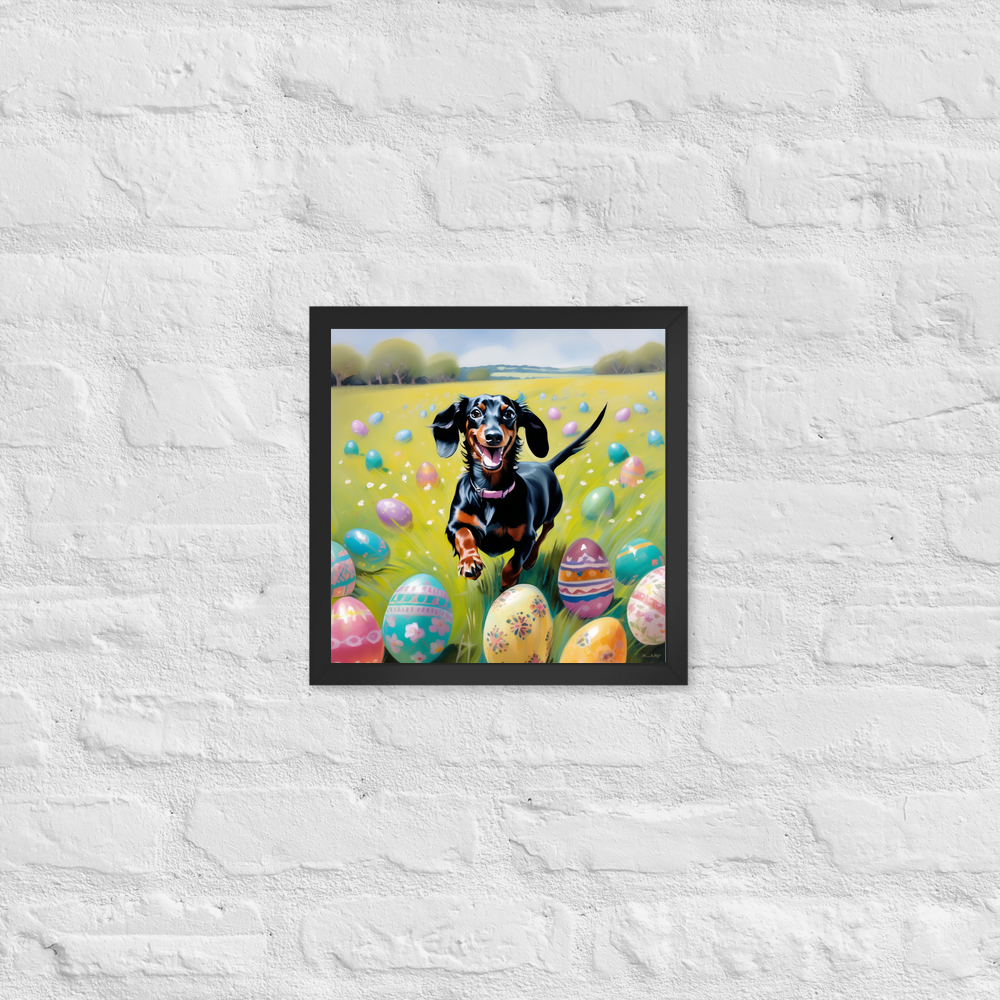 PugMug Custom Black Dachshund Framed Print