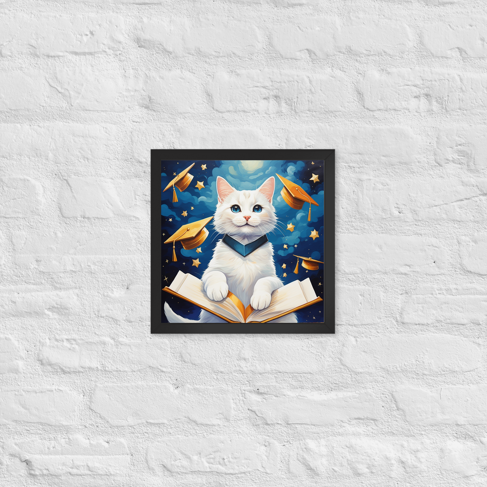 PugMug Custom White Companion Cat Framed Print