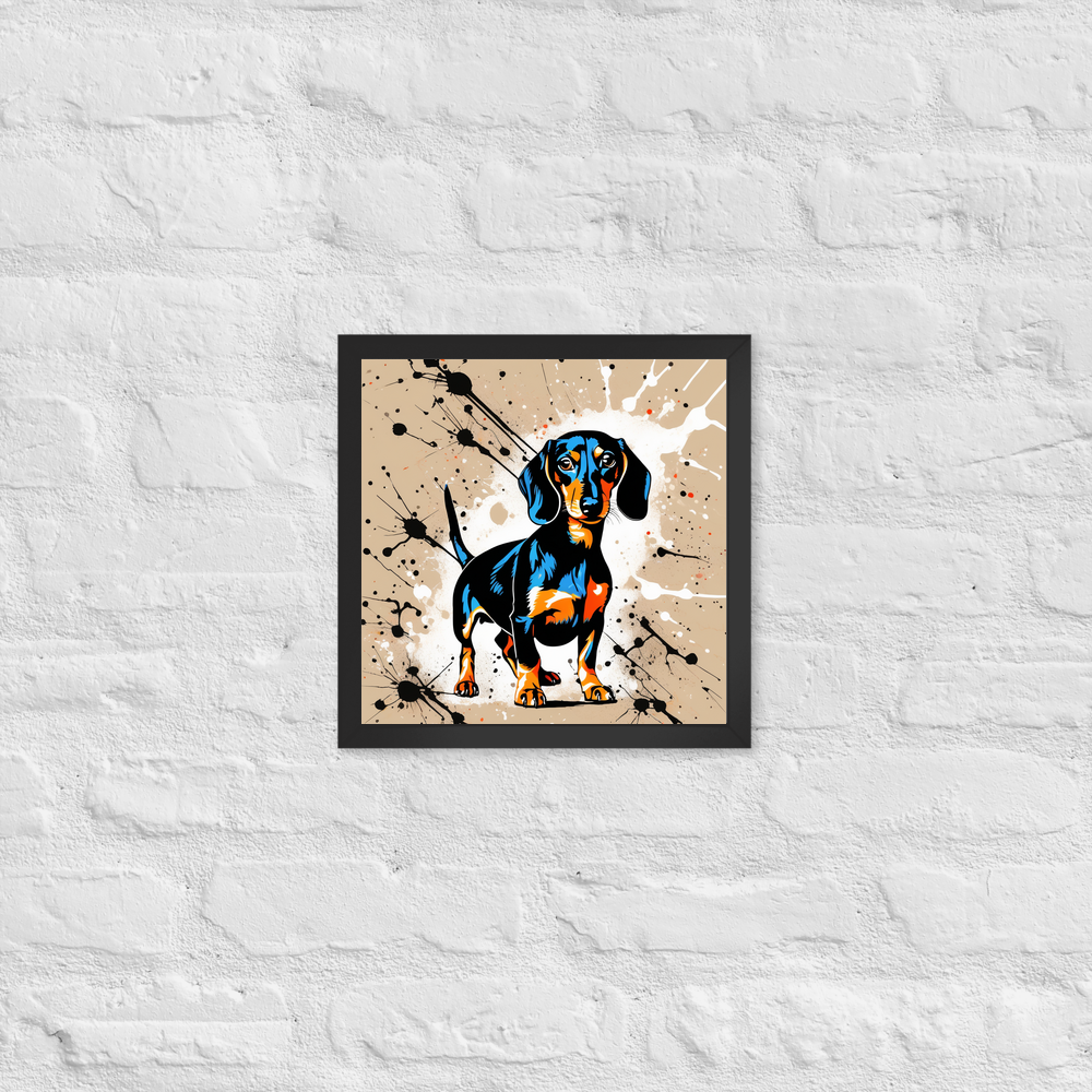 PugMug Custom Black Dachshund Framed Print