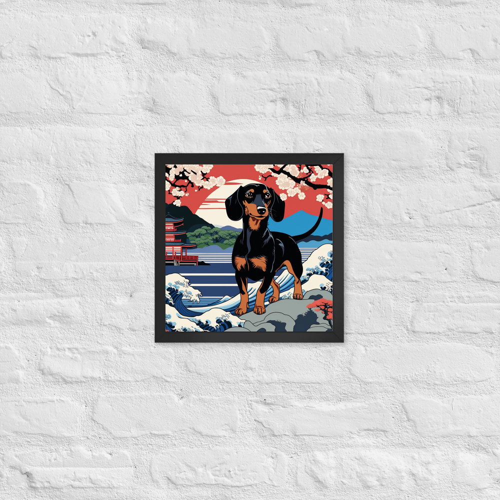 PugMug Custom Black Dachshund Framed Print