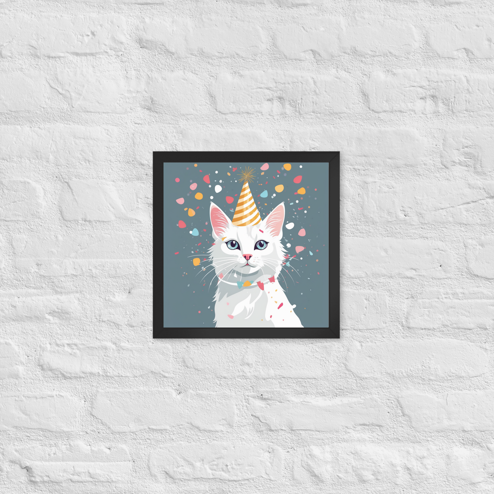 PugMug Custom White Companion Cat Framed Print