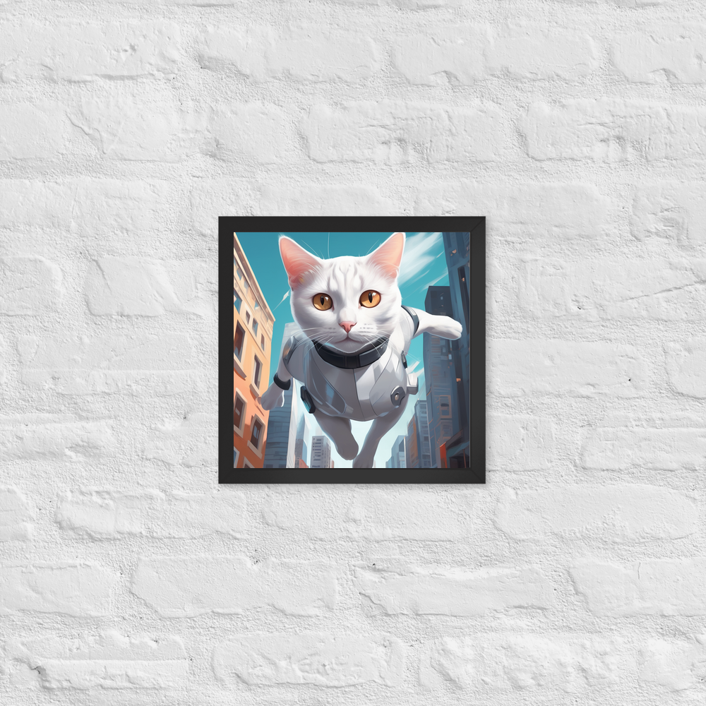 PugMug Custom White Companion Cat Framed Print