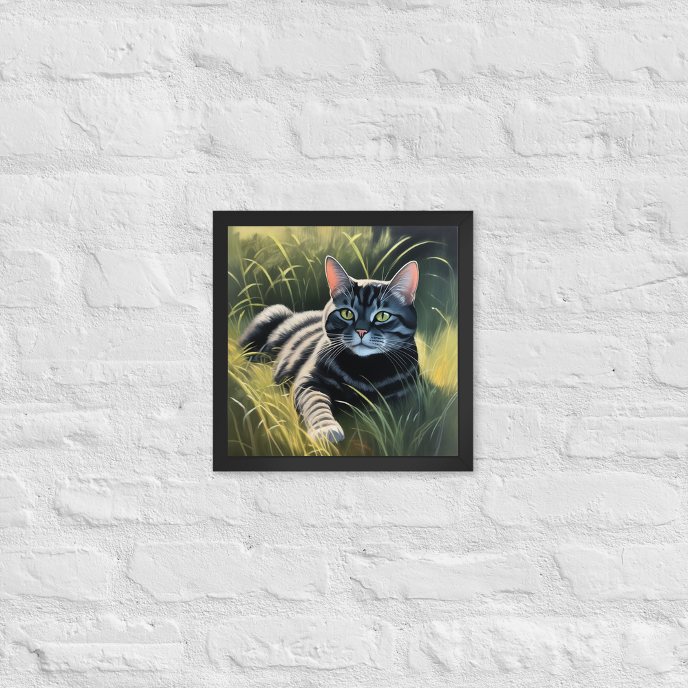 PugMug Custom Black American Shorthair Cat Framed Print