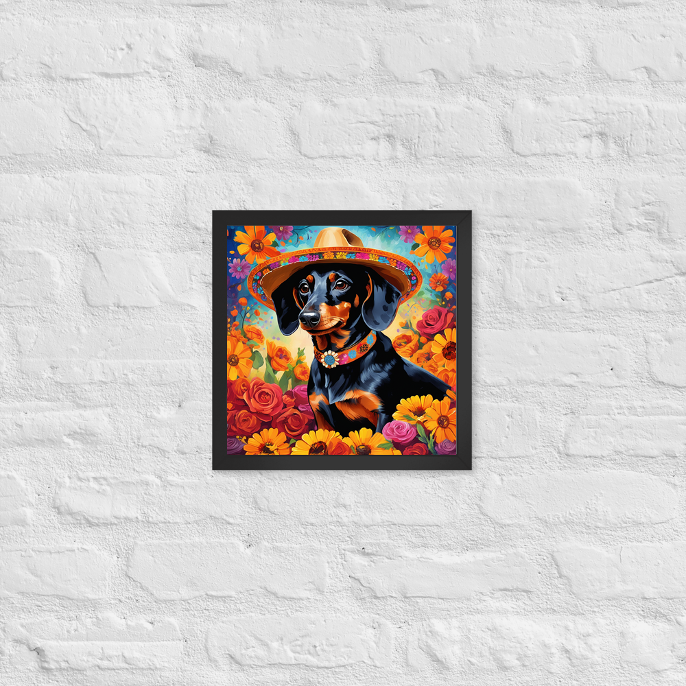 PugMug Custom Black Dachshund Framed Print