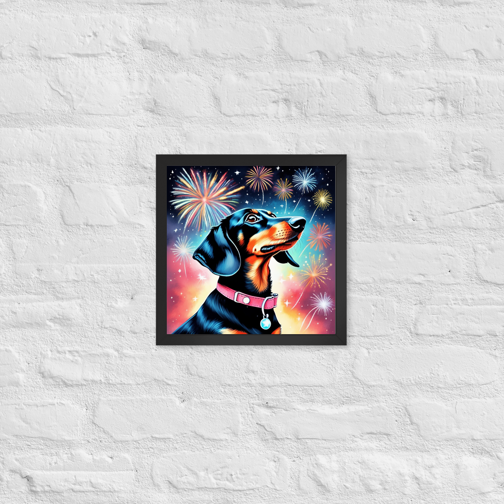 PugMug Custom Black Dachshund Framed Print