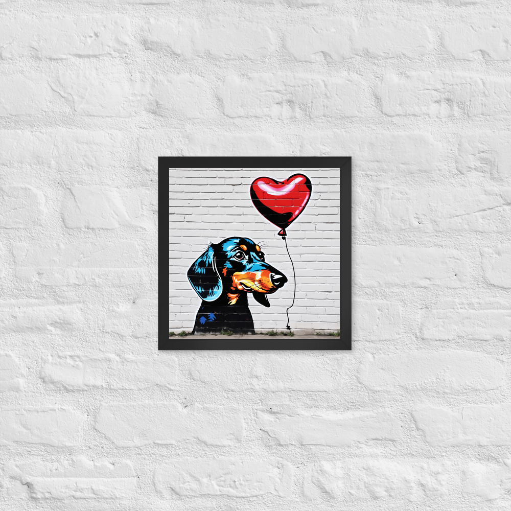 PugMug Custom Black Dachshund Framed Print