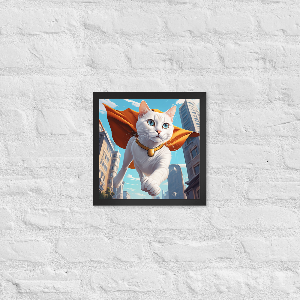 PugMug Custom White Companion Cat Framed Print