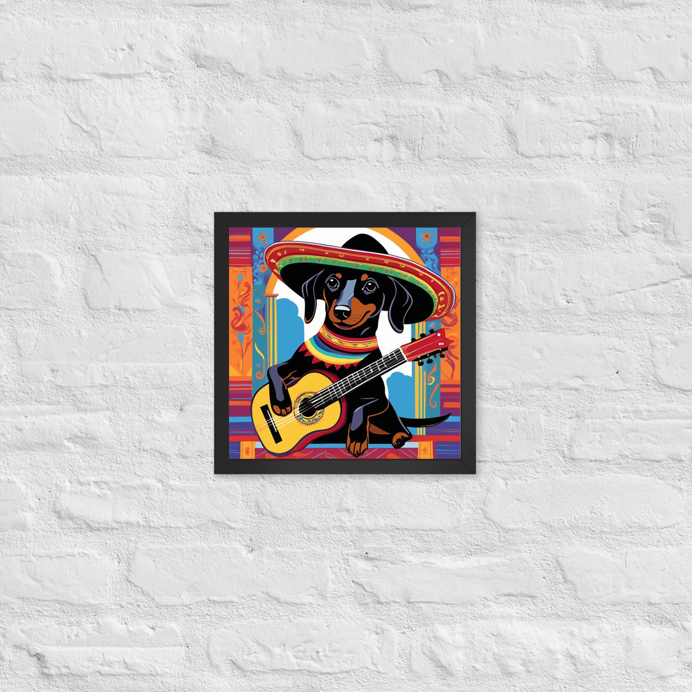 PugMug Custom Black Dachshund Framed Print