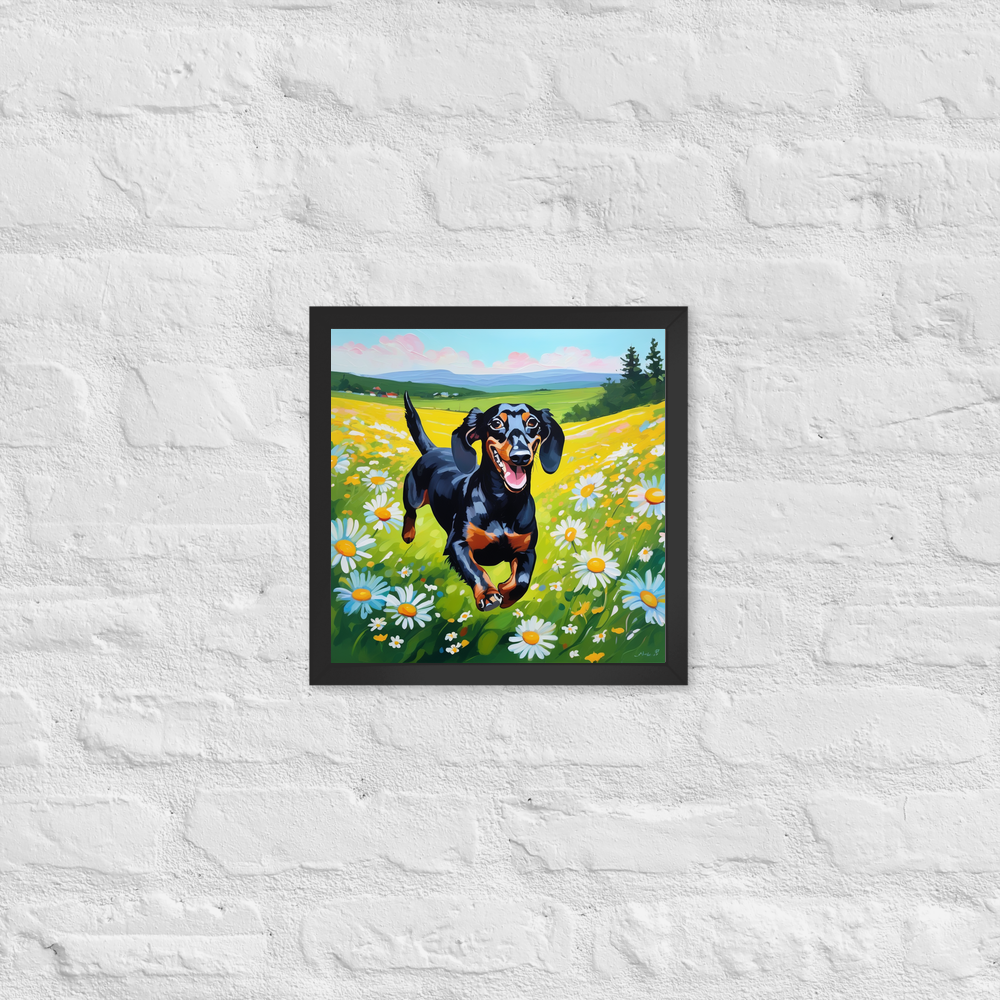 PugMug Custom Black Dachshund Framed Print