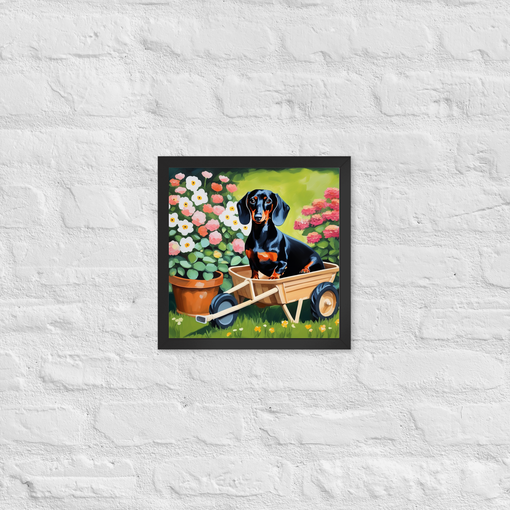 PugMug Custom Black Dachshund Framed Print