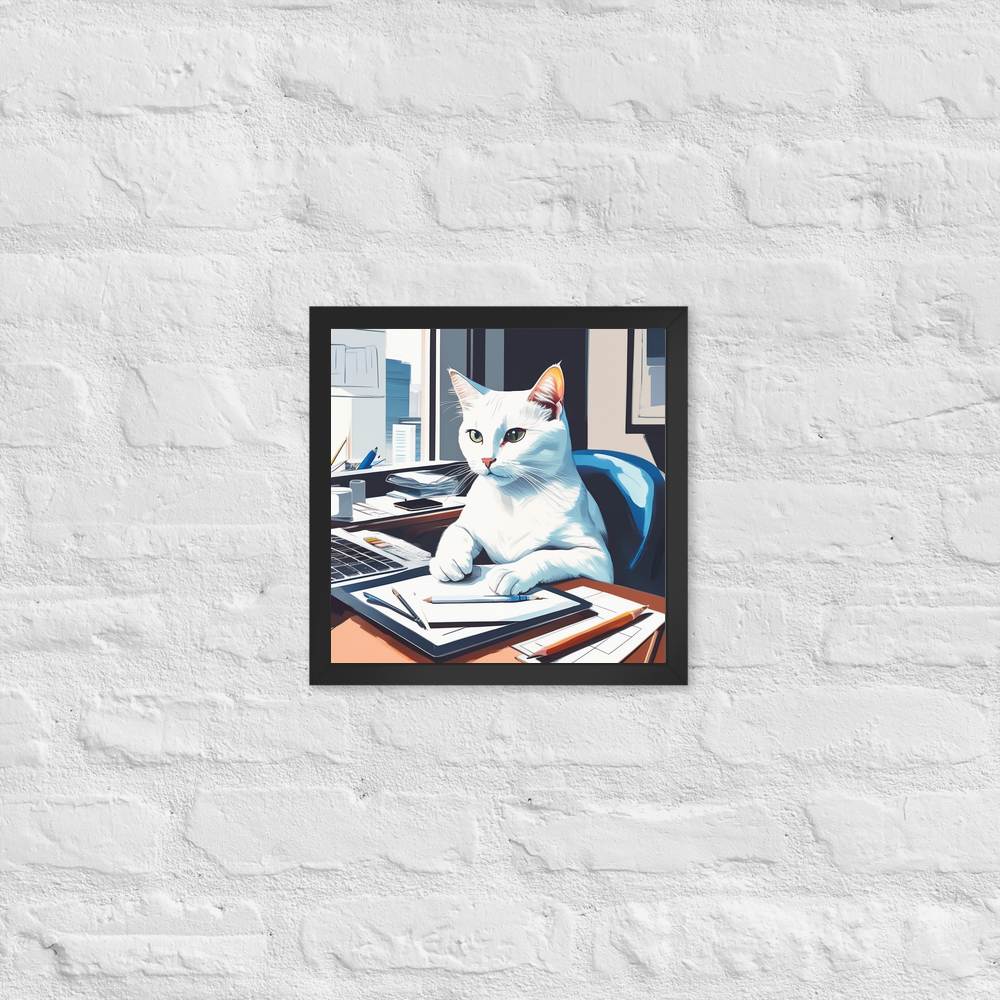 PugMug Custom White Companion Cat Framed Print