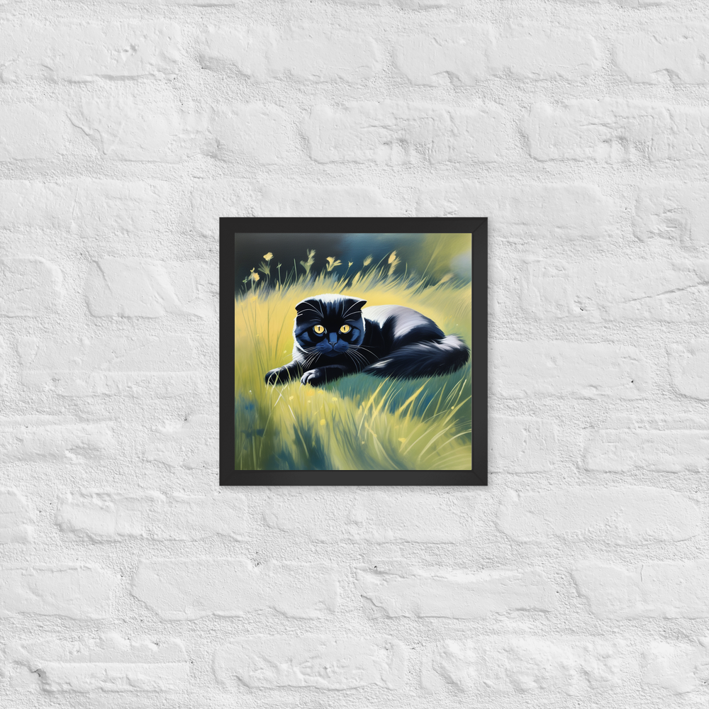 PugMug Custom Black Scottish Fold Cat Framed Print