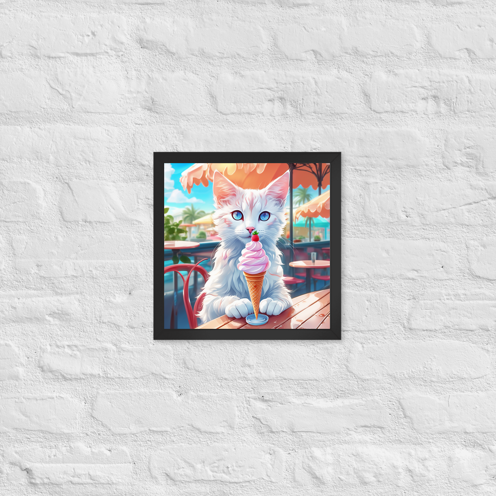 PugMug Custom White Companion Cat Framed Print