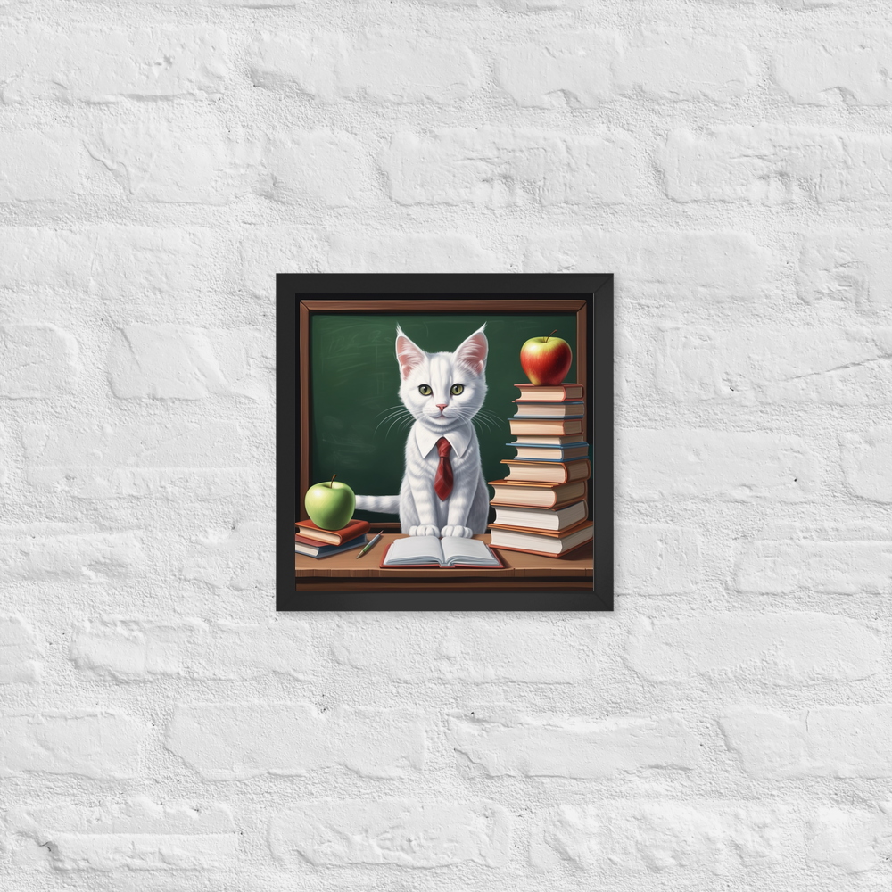 PugMug Custom White Companion Cat Framed Print
