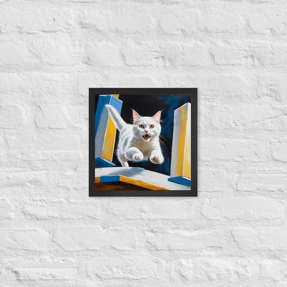 PugMug Custom White Companion Cat Framed Print