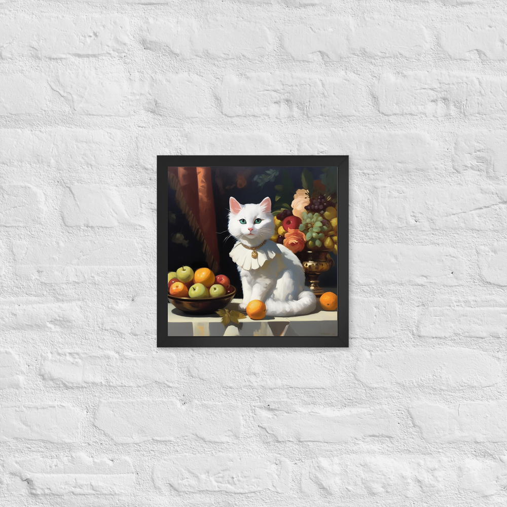 PugMug Custom White Companion Cat Framed Print