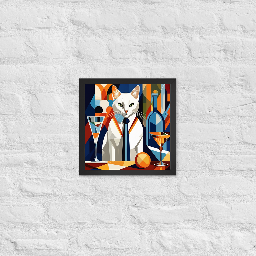 PugMug Custom White Companion Cat Framed Print