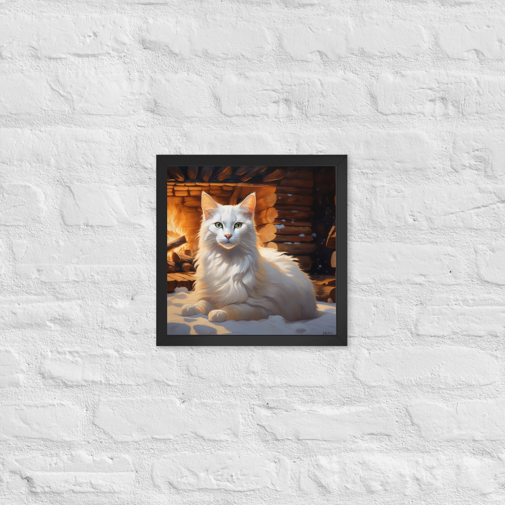 PugMug Custom White Companion Cat Framed Print