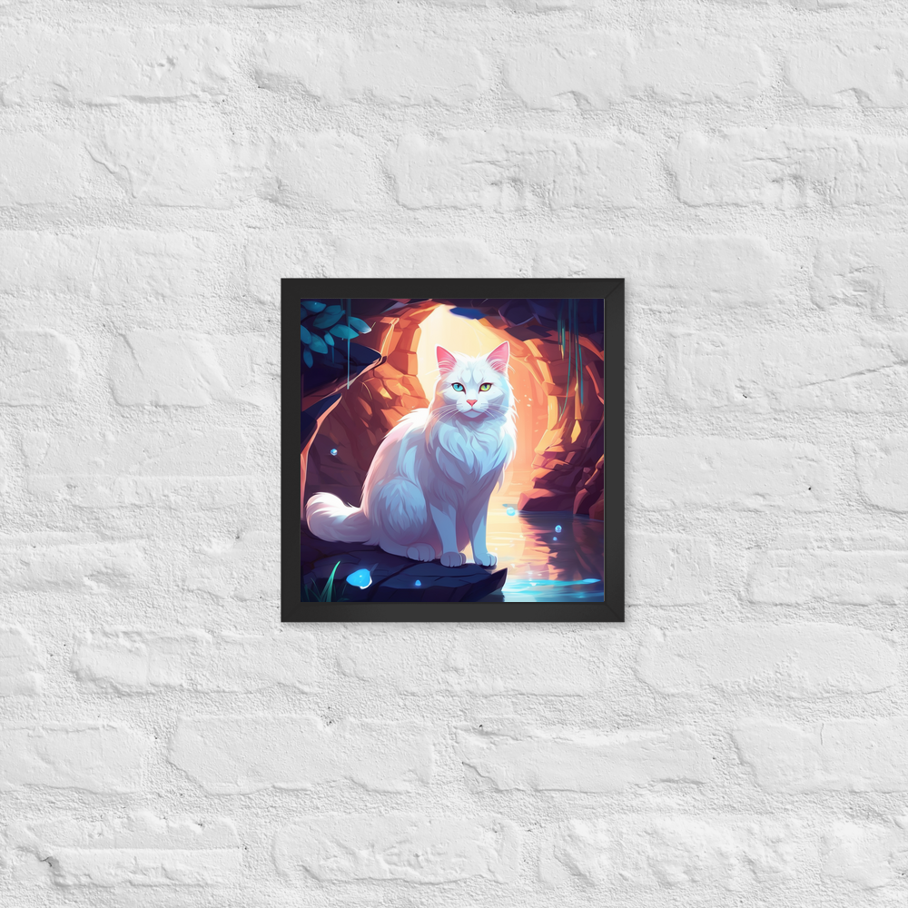 PugMug Custom White Companion Cat Framed Print