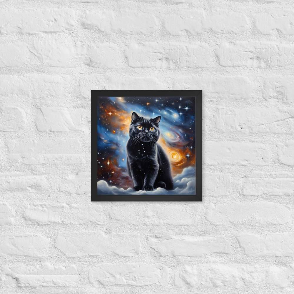 PugMug Custom Black Scottish Fold Cat Framed Print