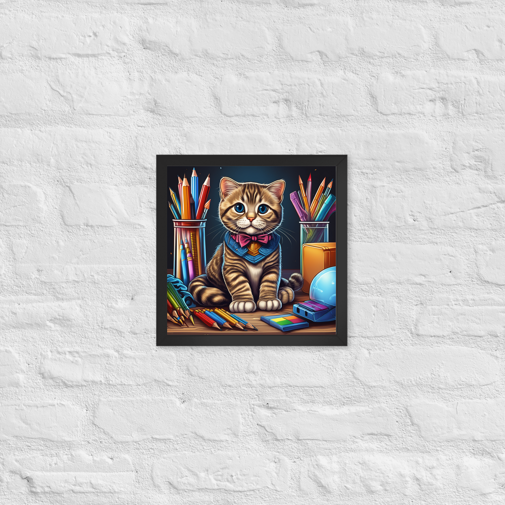 PugMug Custom Tabby Scottish Fold Cat Framed Print
