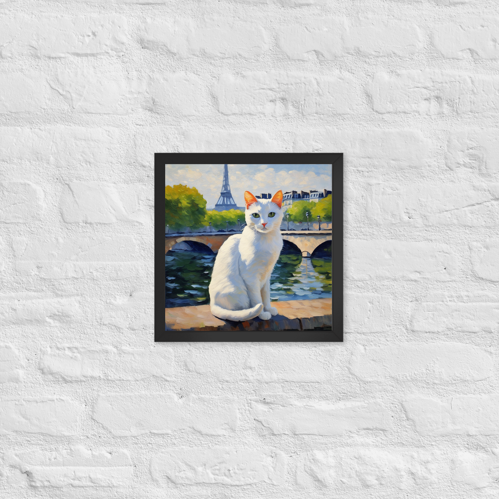 PugMug Custom White Companion Cat Framed Print