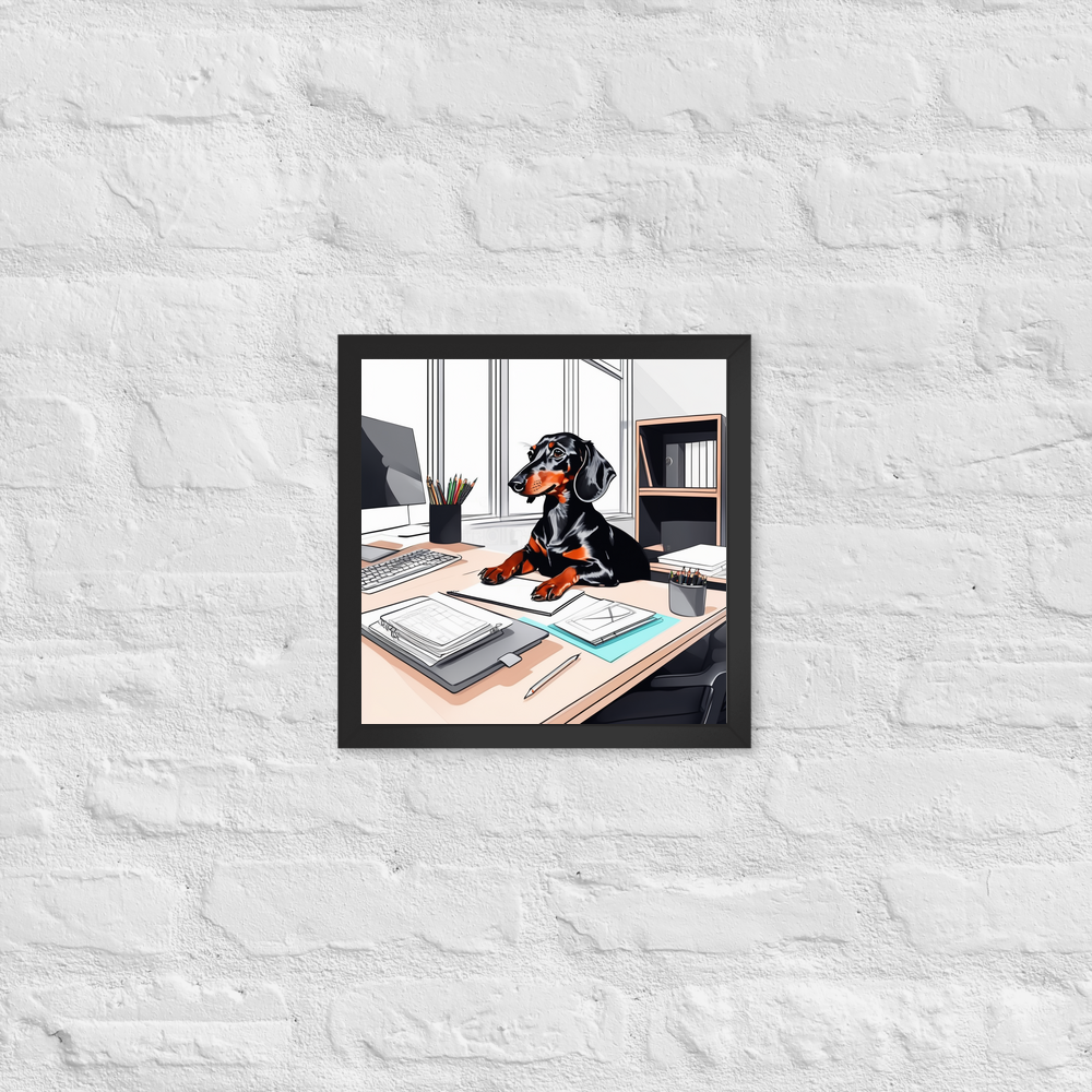 PugMug Custom Black Dachshund Framed Print