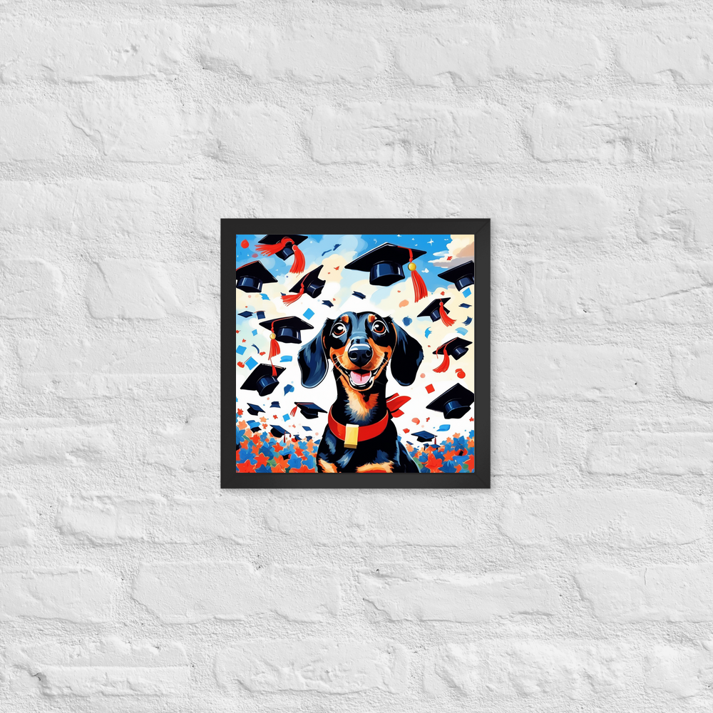 PugMug Custom Black Dachshund Framed Print