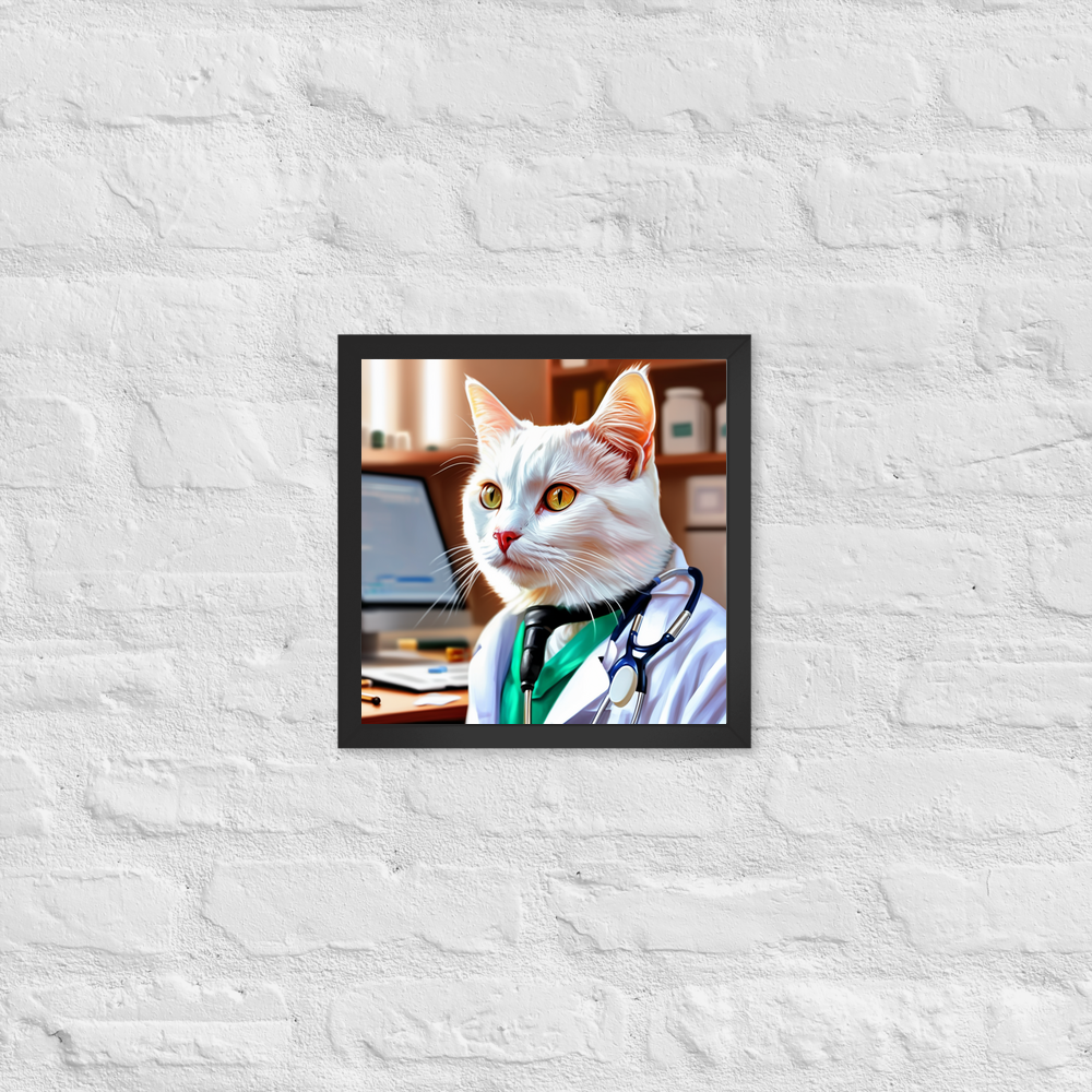 PugMug Custom White Companion Cat Framed Print