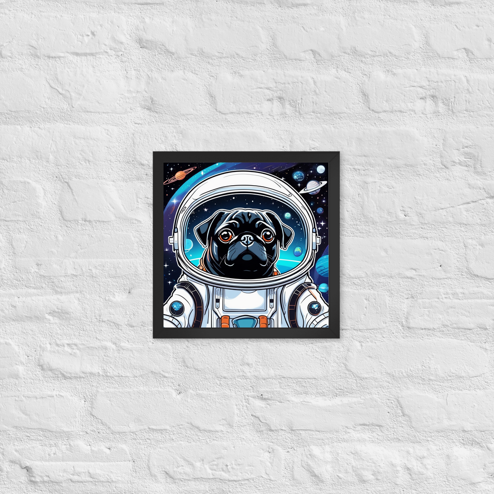 PugMug Custom Black Pug Framed Print