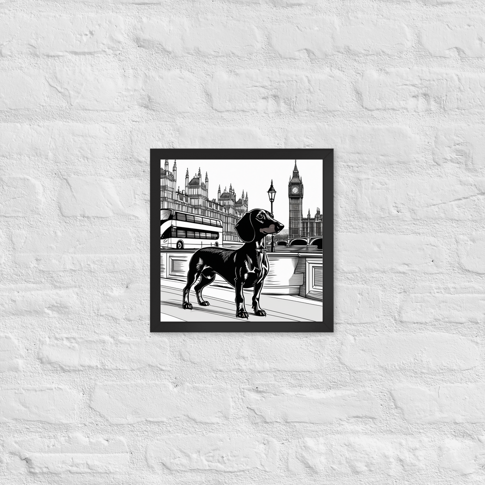 PugMug Custom Black Dachshund Framed Print