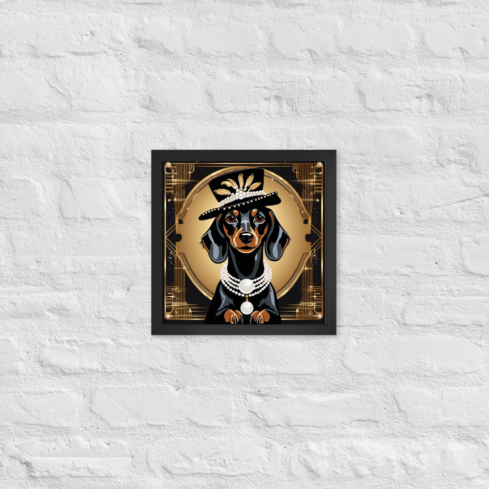PugMug Custom Black Dachshund Framed Print