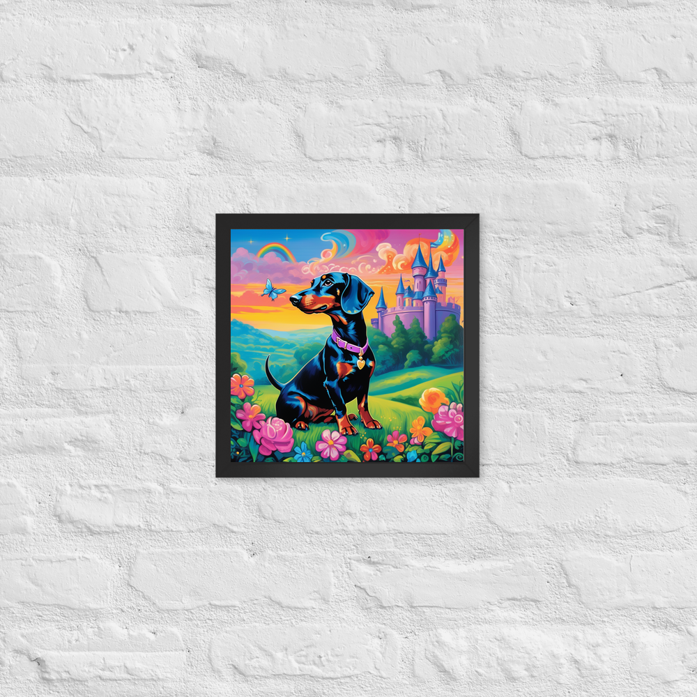 PugMug Custom Black Dachshund Framed Print