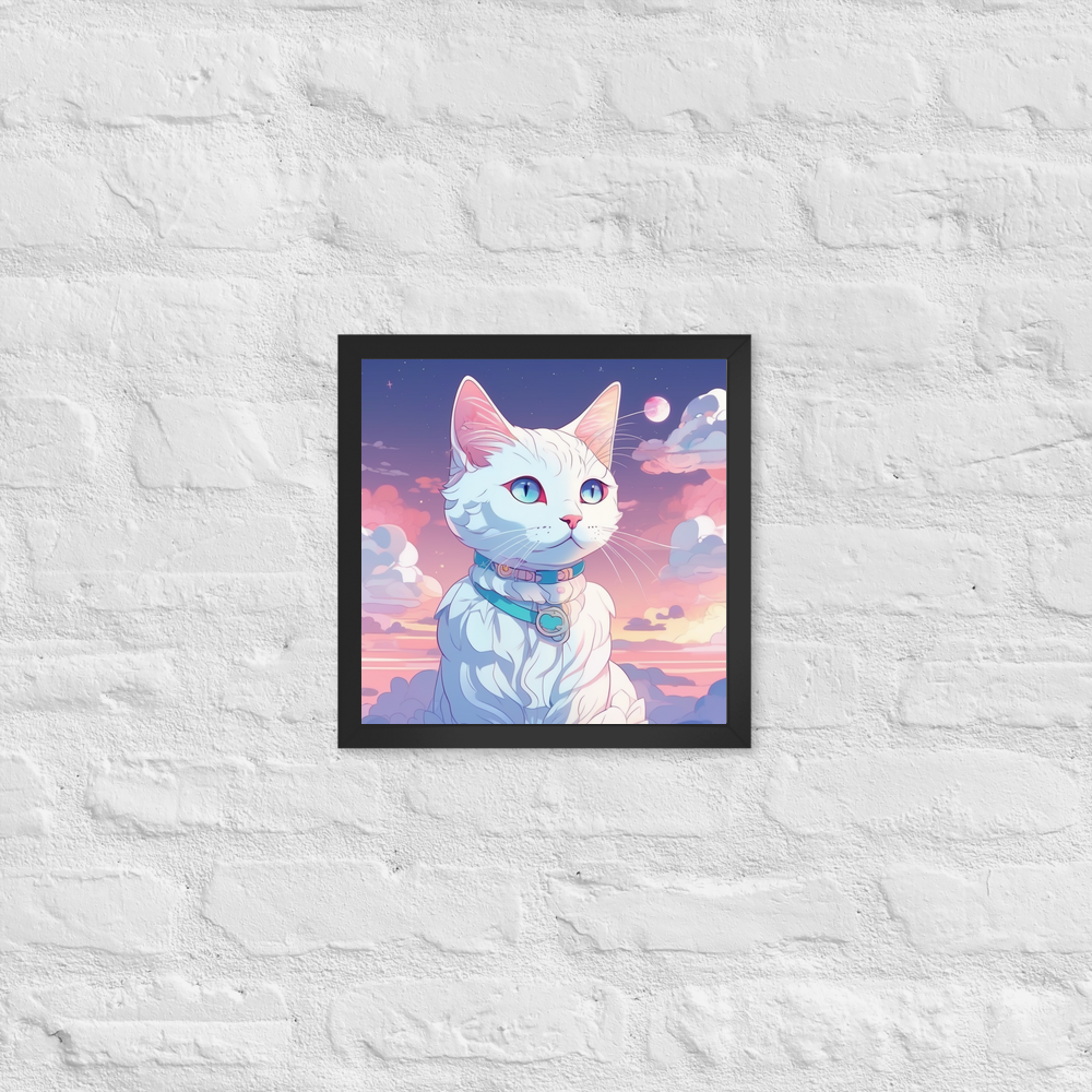 PugMug Custom White Companion Cat Framed Print