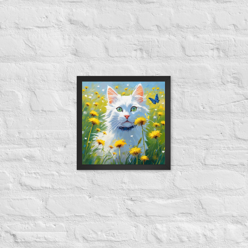 PugMug Custom White Companion Cat Framed Print