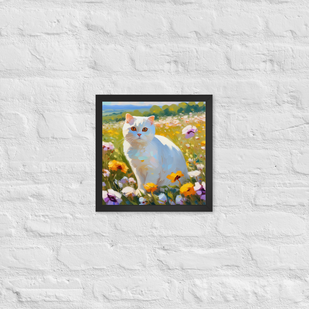 PugMug Custom White Scottish Fold Cat Framed Print