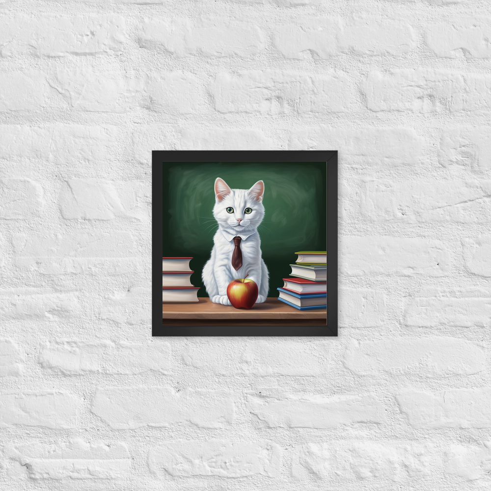 PugMug Custom White Companion Cat Framed Print