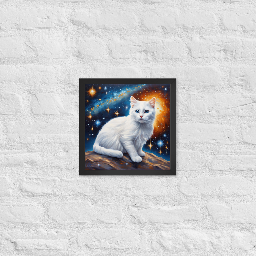 PugMug Custom White Companion Cat Framed Print