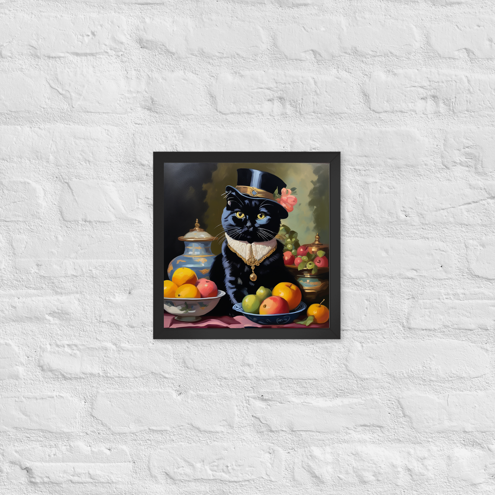 PugMug Custom Black Scottish Fold Cat Framed Print