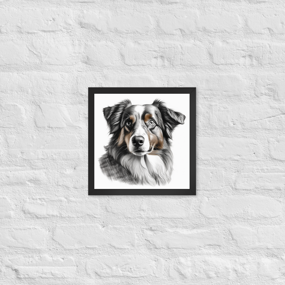 PugMug Custom Australian Shepherd Dog Framed Print