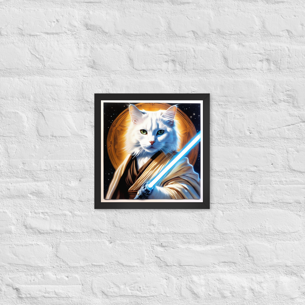 PugMug Custom White Companion Cat Framed Print